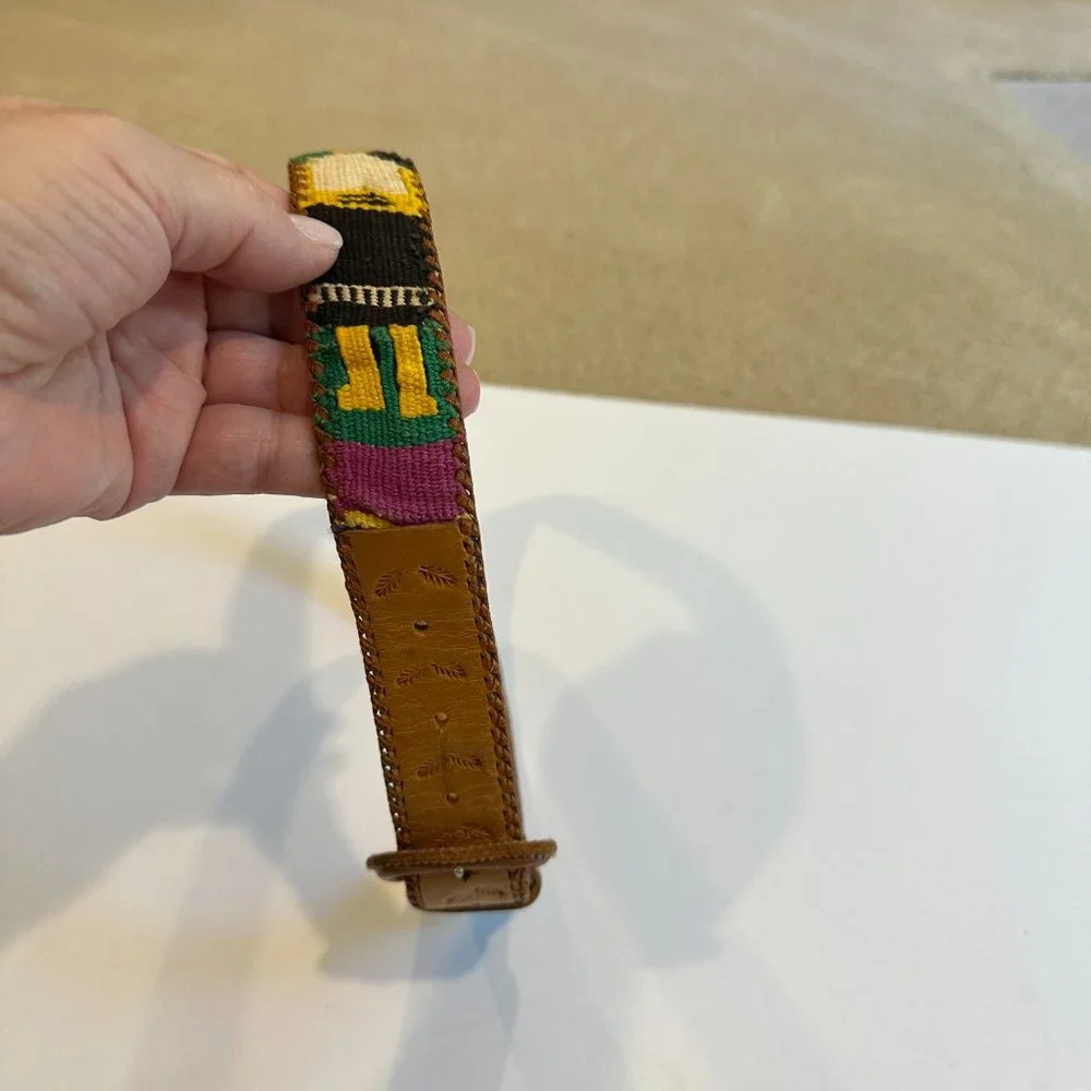 Guatemala Belt Leather Art Embossed Artisan Embroidery People Handcraft Size 28